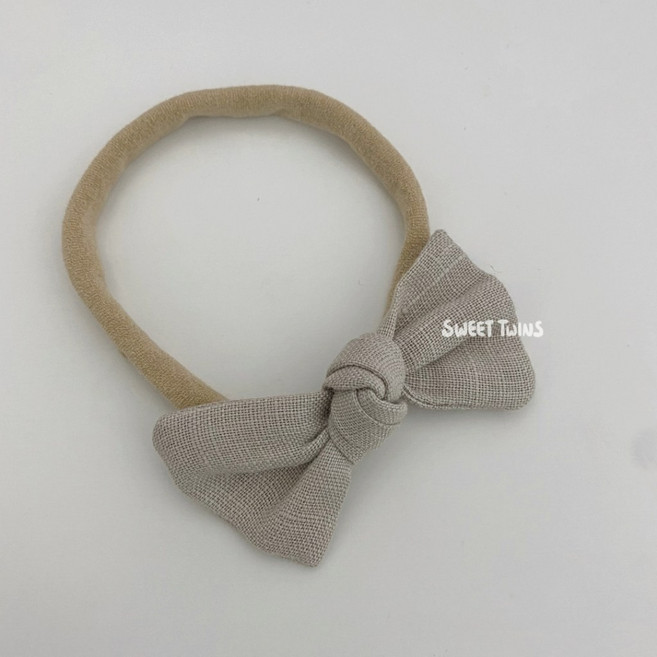 Sweet Twins 亞麻蝴蝶結寶寶髮帶 超彈力嬰兒頭飾 新生兒髮飾