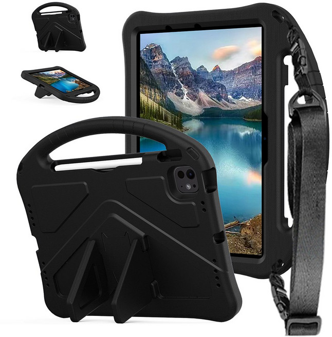 스냅케이스 아이패드 메가윙 에바폼 케이스 어깨끈 포함, 블랙, 1개