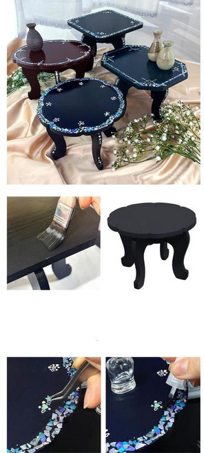 옛선조 전통 자개 공예 체험 DIY 우드 모형 다과상 찻상 주도놀이 유치원만들기, 1개, 팔각형