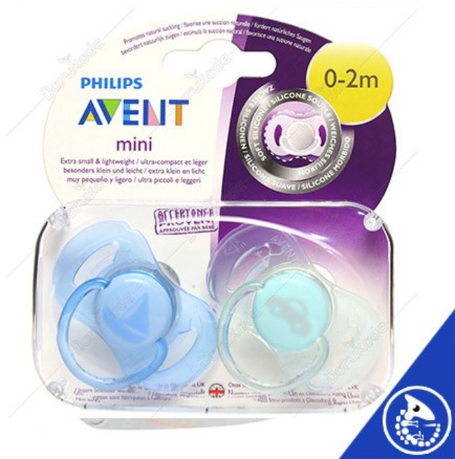 Philips Avent 新生兒迷你安撫奶嘴0-2M金寶貝, 藍綠, 1個