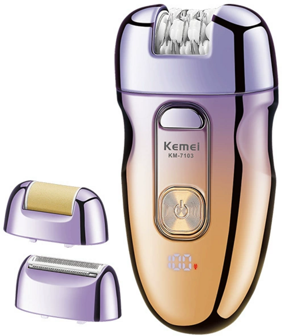 Keka 3in1 전기 제모기 모근제거기 USB 충전식, 퍼플