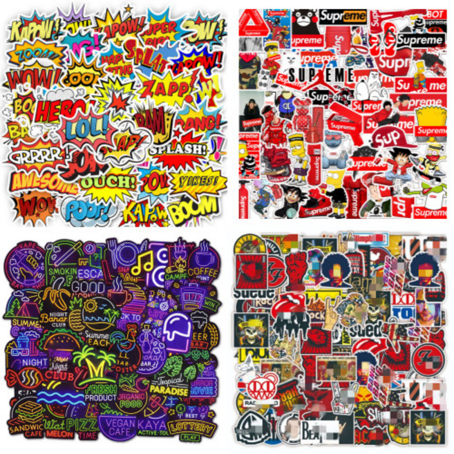 SUPER CREW 프리미엄 DIY 방수 데코 스티커 200매, B세트 (50매 X 4  총200매)