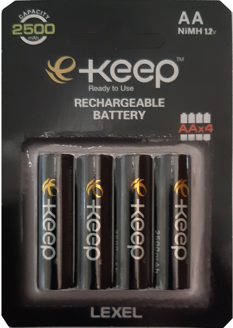렉셀 e-keep 이킵 블랙 니켈수소 고용량 충전지 AA 2500mAh, 4개입, 2개
