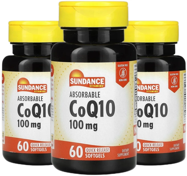 선댄스비타민스 코큐텐 CoQ10 코엔자임 100mg 흡수성 속방형 소프트젤 60정 2+1, 3개 - 쿠팡