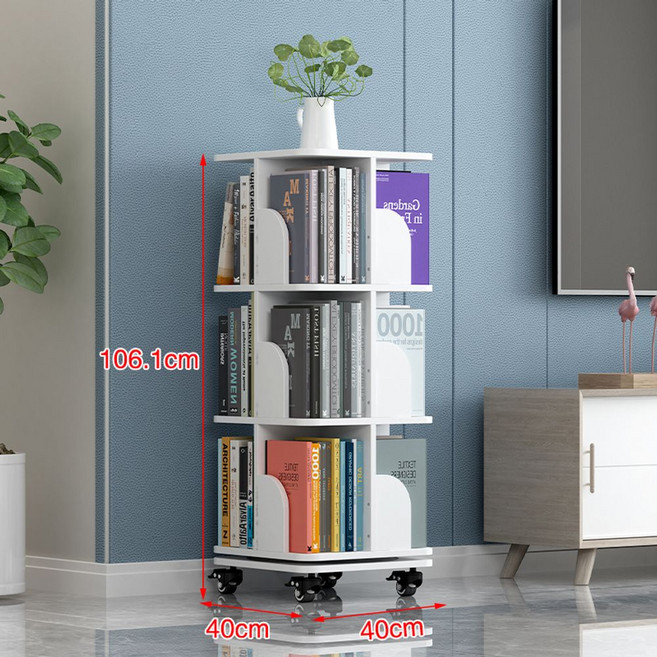 360도회전책장 책꽃이 낮은책장 3단 서재 코너 거실 4단 아이방책장 수납장 2단 전면책장, 옵션3 3단 바퀴
