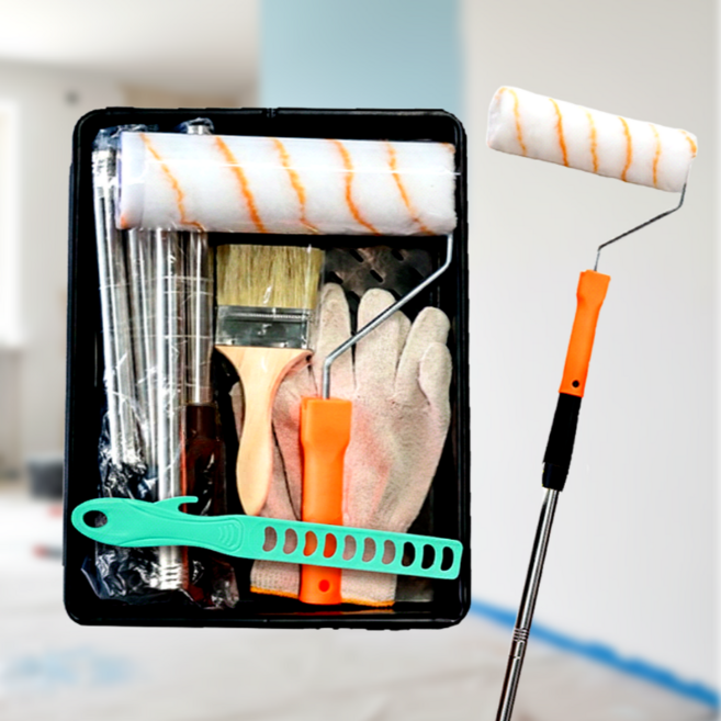 편하게 쓰는 롤러 브러시 장갑 교반봉 도장 공구 올인원 페인트 도구 6P 세트, 6개입 1세트