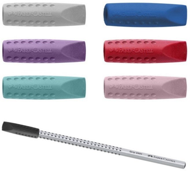파버카스텔 그립 2001 지우개 캡 2개 세트, 그레이/레드2pcs