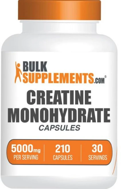 크레아틴 단백질 BulkSupplements.com 모노하이드레이트 캡슐 미세화 알 1회 제공량당 7개 5000mg 글루텐 프리 210캡슐(1팩), 210 Count (Pack of 1), 210정, 1개 - 쿠팡