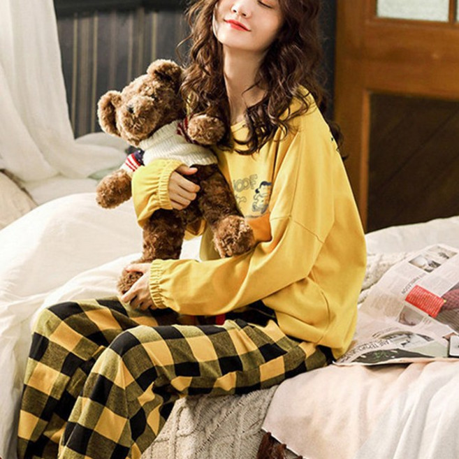 커먼식스 여성 파자마 잠옷 세트 프린팅 긴팔