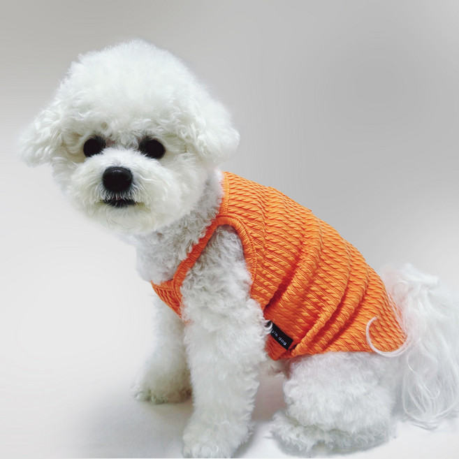 스타일독 비비드 포켓 끈나시 강아지옷 티셔츠, 1개, 주황