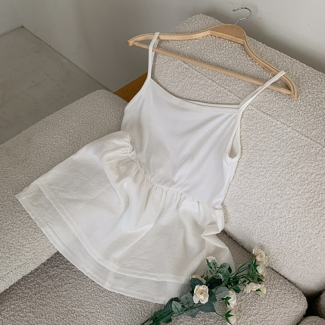 [빅사이즈 55-110] 투웨이 스판 레이어드 프릴 나시 여성 빅사이즈 여자 플러스사이즈 어거스트플랜