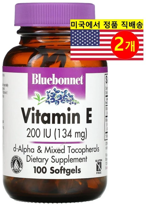 블루보넷 뉴트리션 비타민E 200IU 100+100정 토코페롤, 2개, 100정 - 쿠팡