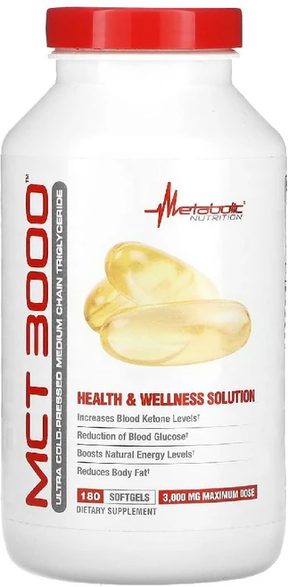 메타볼릭뉴트리션 MCT오일 3000mg MCT 3000 소프트젤 180정, 1개 - 쿠팡