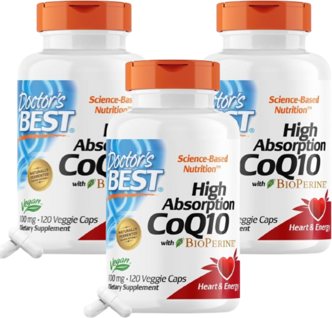 닥터스베스트 Doctor's best 코엔 자임 CO Q10 큐텐 바이오페린 100mg 120베지캡슐 3개 유비데카레논 유비퀴논 bioperine 피페린 흑후추, 120정