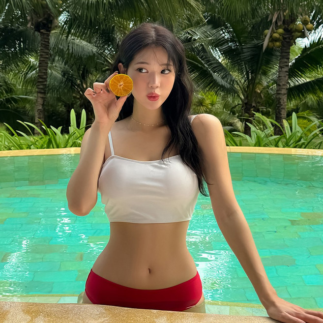 [비치팜]틸리 튜브 비키니 상의 탑 수영복 브라 빅사이즈, 화이트