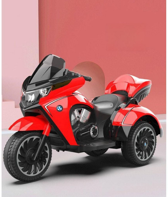 키즈 전동 오토바이 어린이 삼륜 바이크 리모컨 원격, 블루 12V