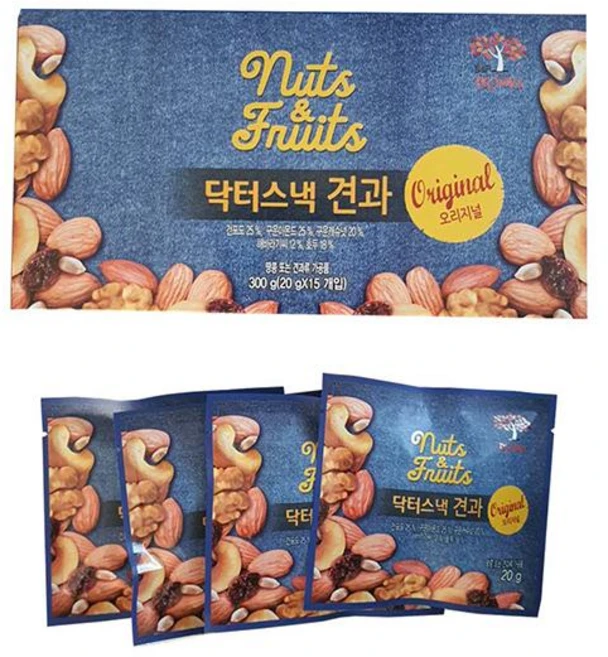 닥터스낵 과일견과오리지널(20g*15봉), 300g, 1개 - 쿠팡