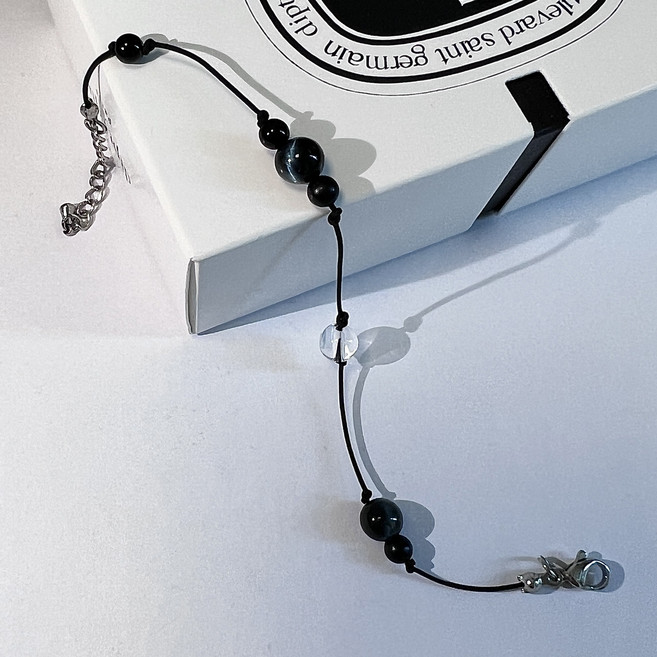 호안석 블랙 오닉스 원석 끈 써지컬 여름 팔찌