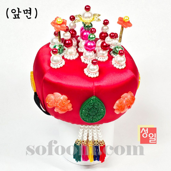 한국무용 화관무춤 부채춤 겸용 진주 족두리 100% 국내산 수작업 수재작 성일국악사