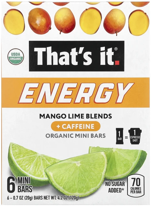 지금 곧 품절됩니다 That's It Energy 유기농 미니 바 망고 라임 혼합물 미니바 6개 개당 20g(0.7oz) 서둘러주시면 감사하겠습니다, ThatsItEnergy유기농미니바망고라임혼합물미니바6 - 쿠팡