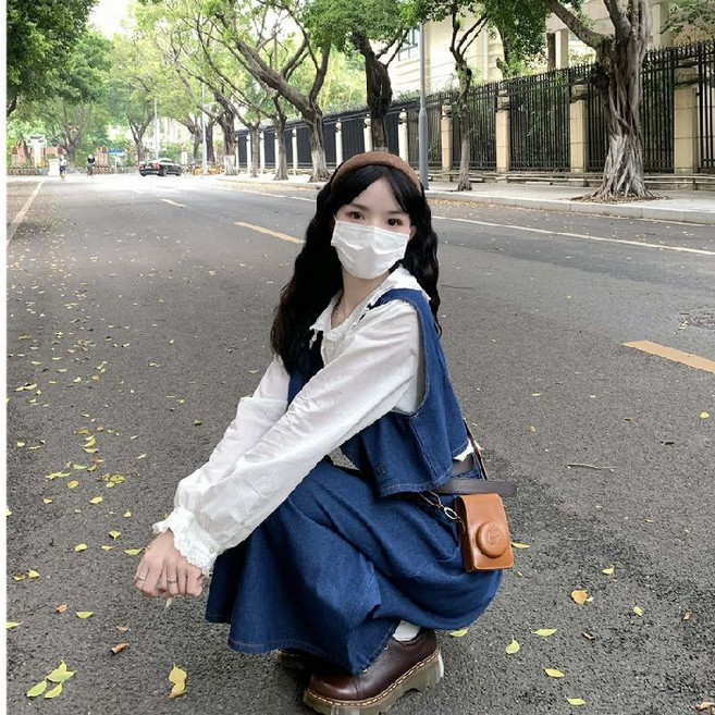 牛仔馬甲套裝半身裙三件套