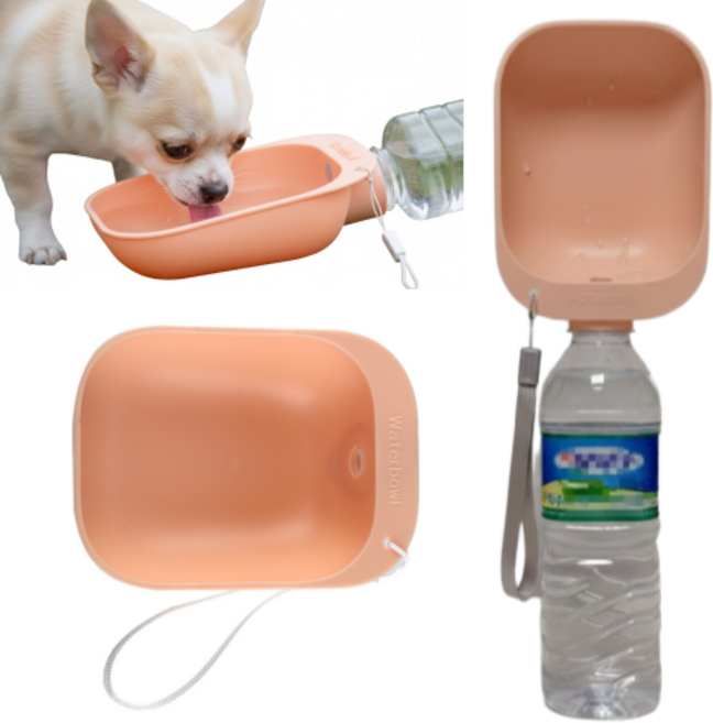 강아지 휴대용 물통 페트병 호환 생수병 호환, 피치, 1개