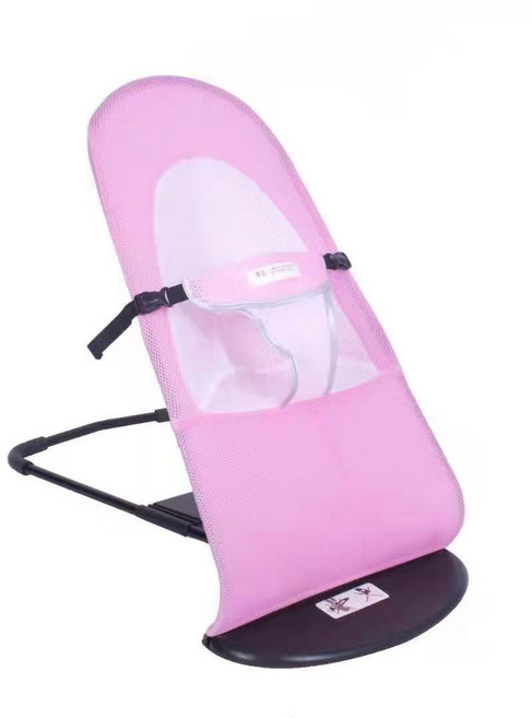 DIU 嬰兒搖搖椅嬰兒悠悠車搖籃搖搖籃牀哄娃神器搖搖椅躺椅哄睡安撫椅, 1件, 粉色雙網:+木珠玩具