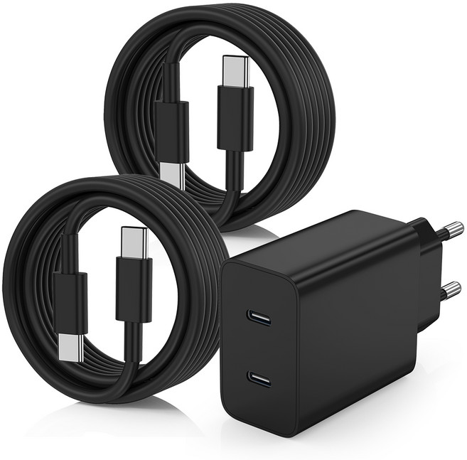 루미아코어 PD 20W 어댑터 2포트 멀티 c타입 고속 충전기 케이블 세트, 1세트, 블랙