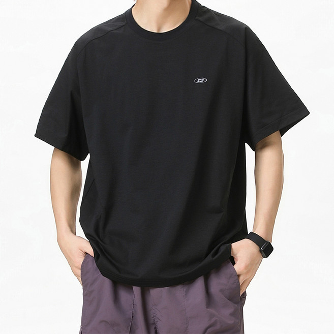 HANYO 남여공용 빈티지 프린트 운동 통기성 쿨링 캐주얼 반팔 티셔츠