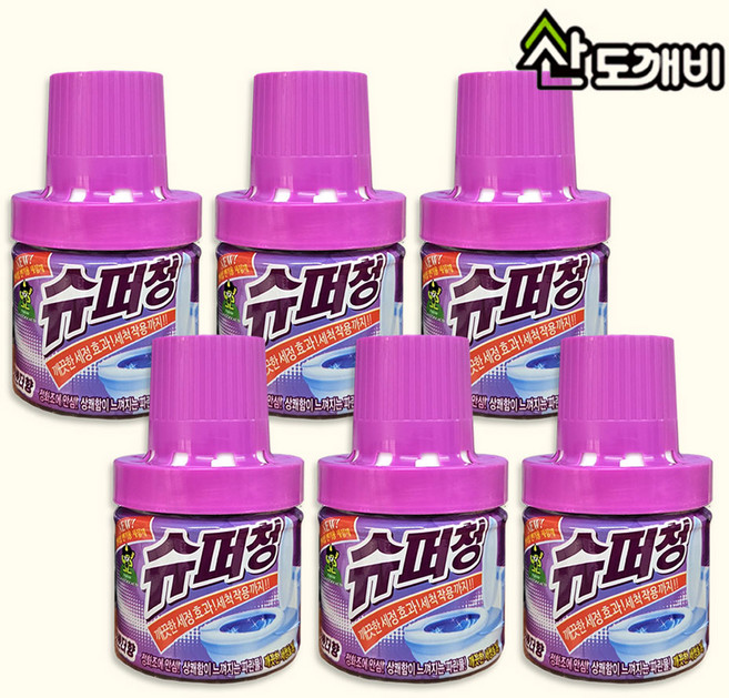 변기세정세 변기청소 변기클리너 슈퍼청 병타입 라벤더향 180g, 6개