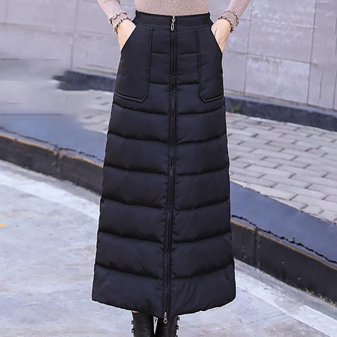 ROYALBELLE 여성 롱기장 따뜻한 패딩 스커트 고급스러운 디자인 다운 스커트 V111130