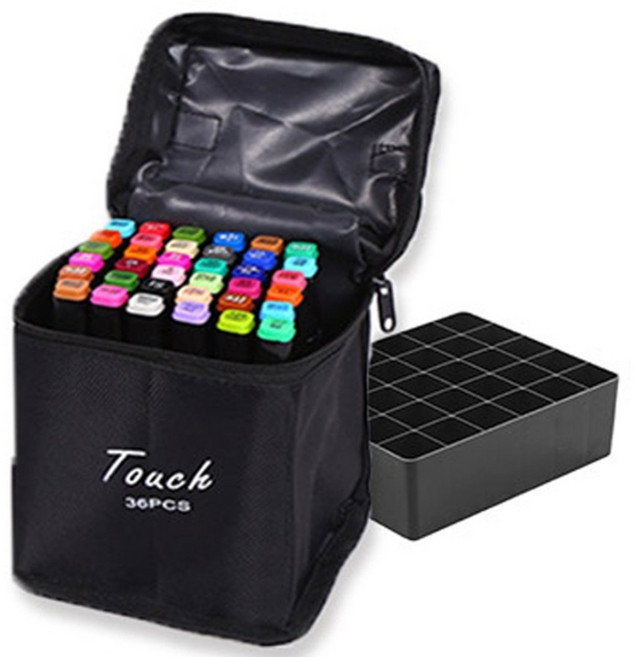 [메잌미] 터치 디자인 트윈마카 마카펜 (36색/천케이스), 1개, 36색