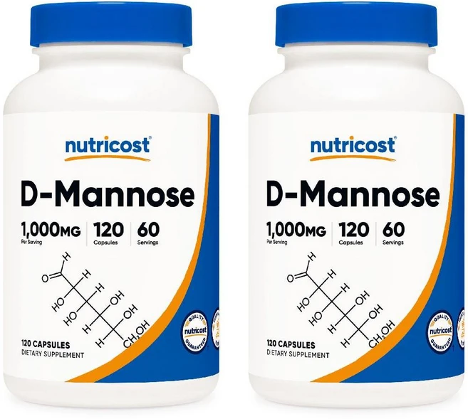 Nutricost D-Mannose 500 mg 120 캡슐 (2 병) - 1회 제공량당 1000mg, 120정 - 쿠팡