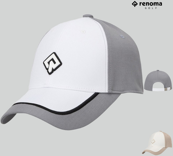 레노마골프 NC야탑점 남성 여름 컬러블럭 아이보리 육각캡 RMACO2883-102, 1개, 화이트