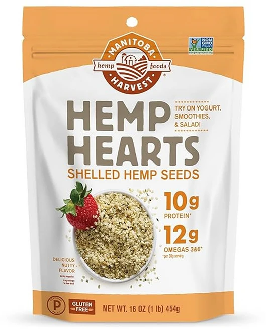 Manitoba Harvest Hemp Hearts Shelled Hemp Seeds 마니토바 헴프 씨드 껍질 벗긴 햄프 씨드 4팩 (1.8kg), 4개, 454g - 쿠팡