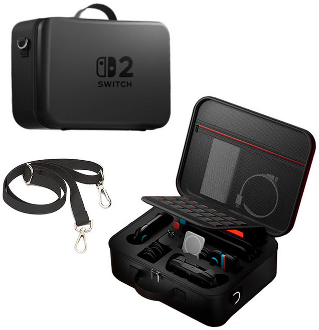 아싸라봉 닌텐도 스위치2 올인원 여행 캠핑 파우치 가방 케이스 악세서리, 1개, 블랙, SW-2-맥스풀