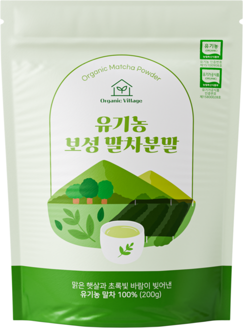 [유기농 말차 100%] 오가닉빌리지 유기농 보성 말차가루, 1개, 1개입, 200g