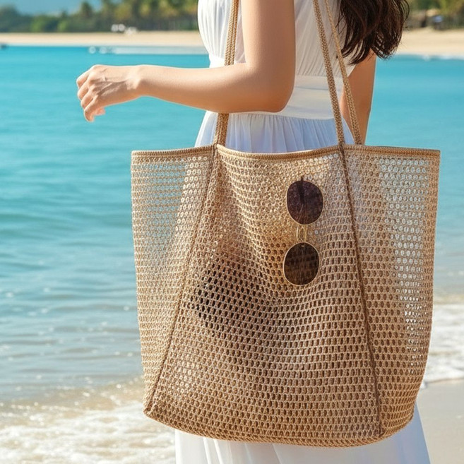 미소라인 멀티 메쉬백 비치 숄더백 대형 물놀이 수영 여행보조