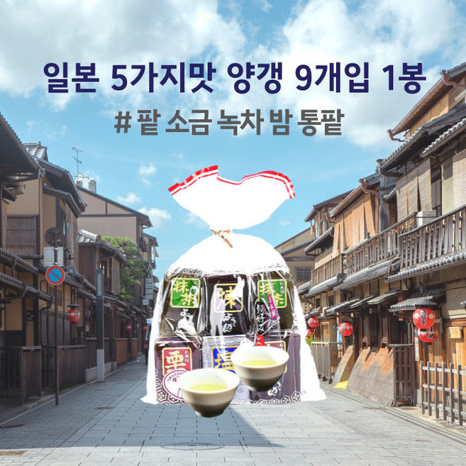 민트팬트리 일본 5가지맛 양갱 9개입 1봉 팥 소금 녹차 밤 통팥, 1개, 360g
