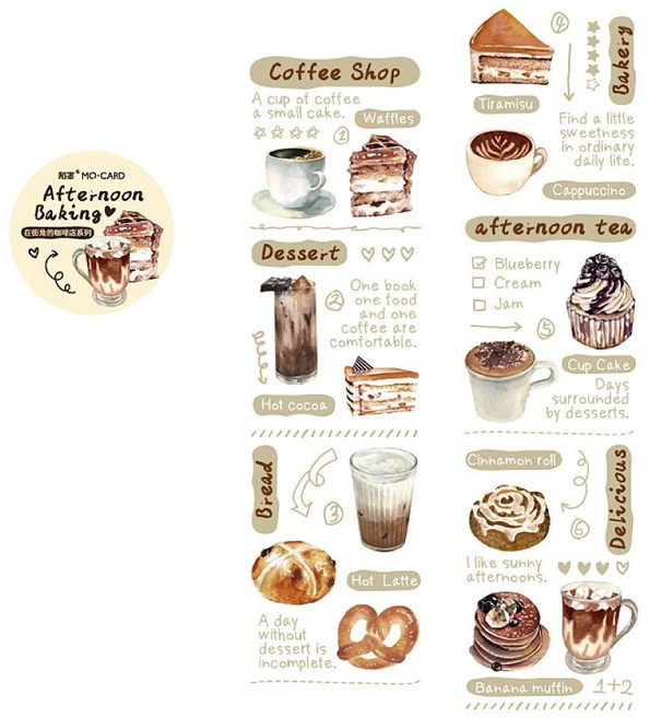 일러스트 방수필름스티커 PET다이어리 마스킹테이프, 1개, 디자인2