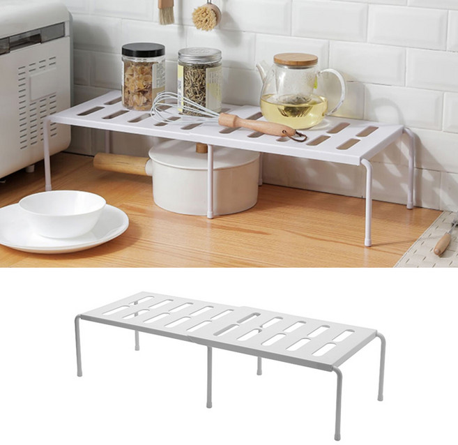 ABS 슬라이드 길이조절 주방 그릇 접시 정리대 선반, 1개, 화이트