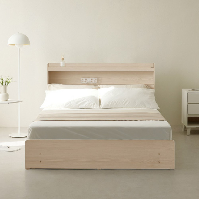 동서가구 에디프 LED조명 수납침대 프레임, 워시