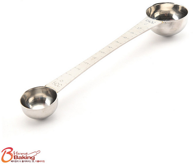 이홈베이킹 스텐계량스푼 양면 5cc 15cc 눈금자 은색, 1개