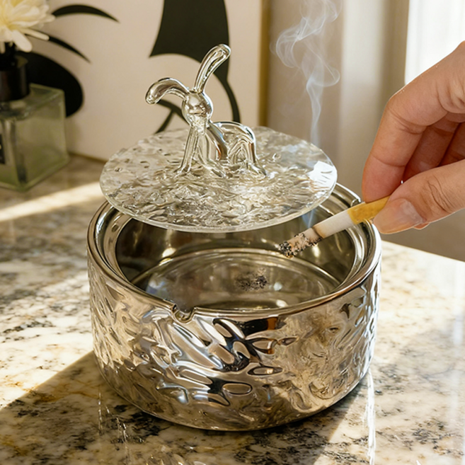 MISI 고급 세라믹 냄새 차단 재떨이, 실버, 1개