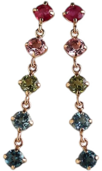 [cui-cui] 멀티 컬러 스톤 K10YG 귀걸이 여성