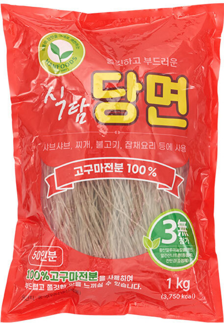 푸디헤븐 100% 고구마전분 쫄깃하고 탱탱한 식탐 당면, 1개, 1kg