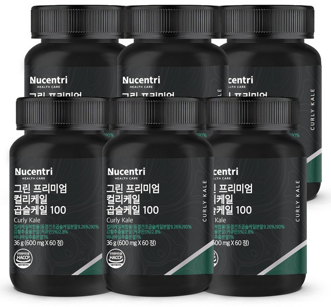 뉴센트리 유기농 컬리케일 곱슬케일 100 동결건조 원료 식약청 HACCP 인증, 6개, 60정