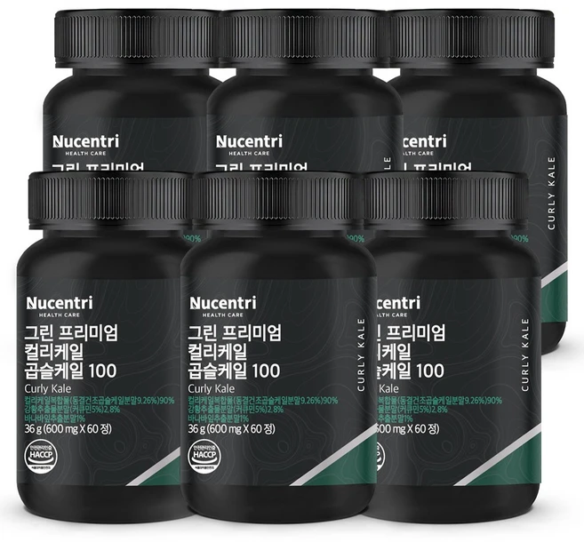 뉴센트리 유기농 컬리케일 곱슬케일 100 동결건조 원료 식약청 HACCP 인증, 6개, 60정 - 쿠팡