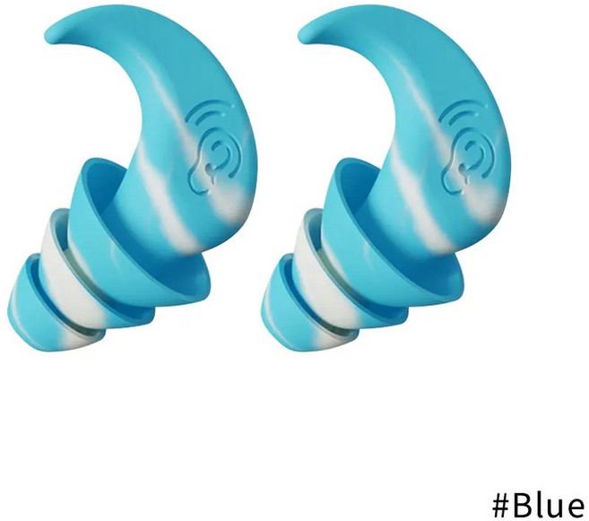 소음 방지 실리콘 귀마개 잠자는 다이빙 서핑을위한 방수 수영 소프트 컴포트 Natation 귀 보호기, 3 Layers-Blue, 1개