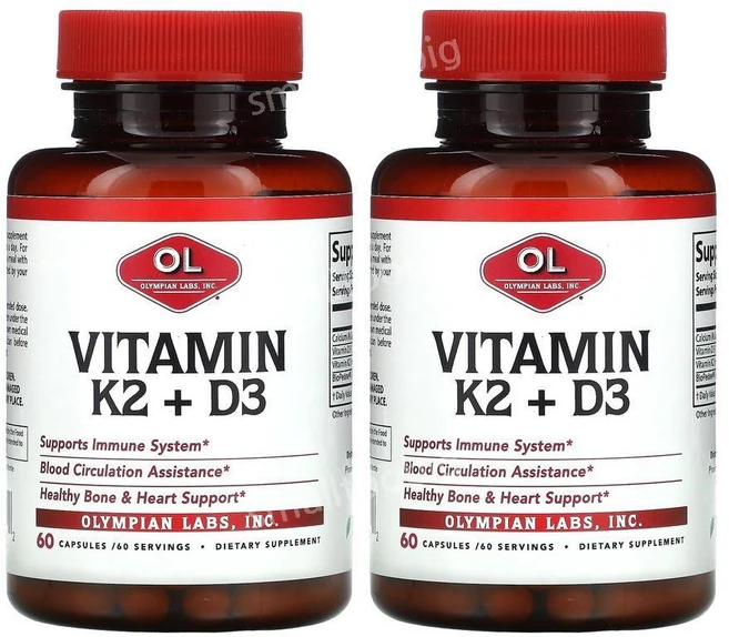 올림피안랩스 비타민 k2 mk7 D3 60캡슐 2병 메나퀴논 바이오페린 vitamin, 60정, 60정 2병 - 쿠팡